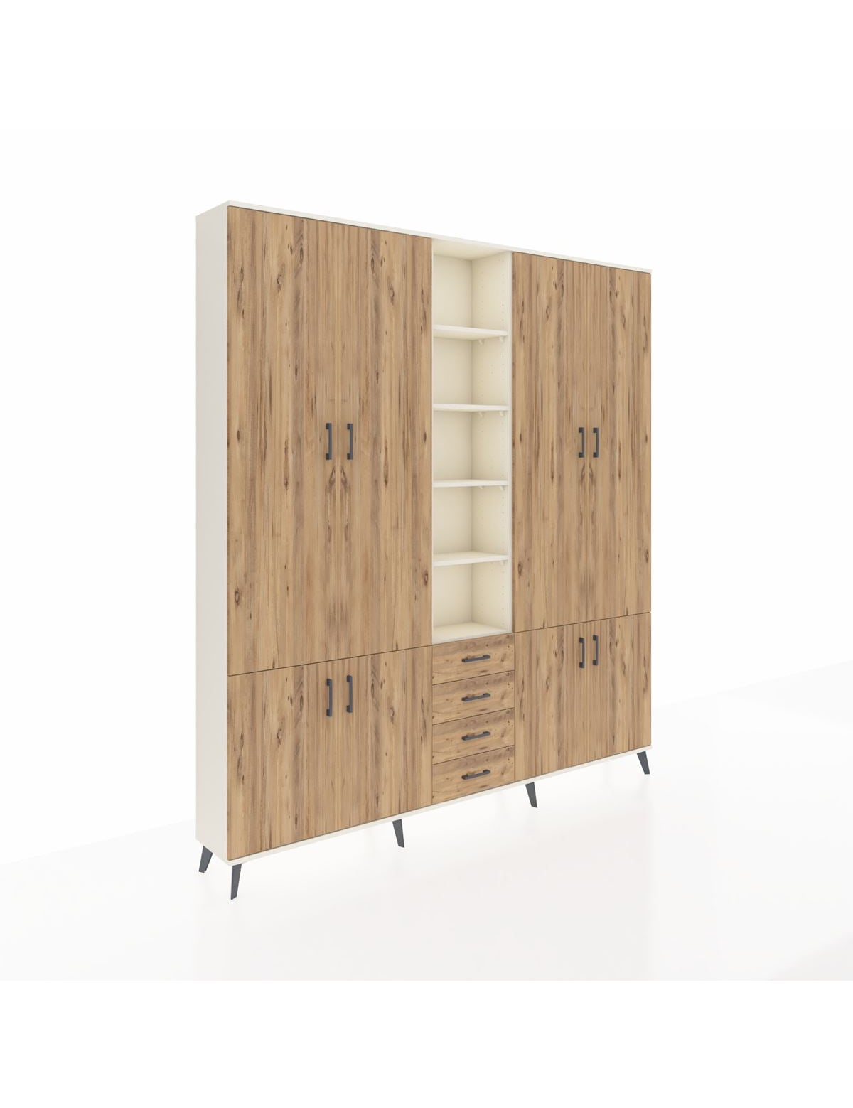 Arges Gardrop 17 Raflı 4 Çekmeceli 8 Kapaklı 220x30x243 Aytaşı-Çam