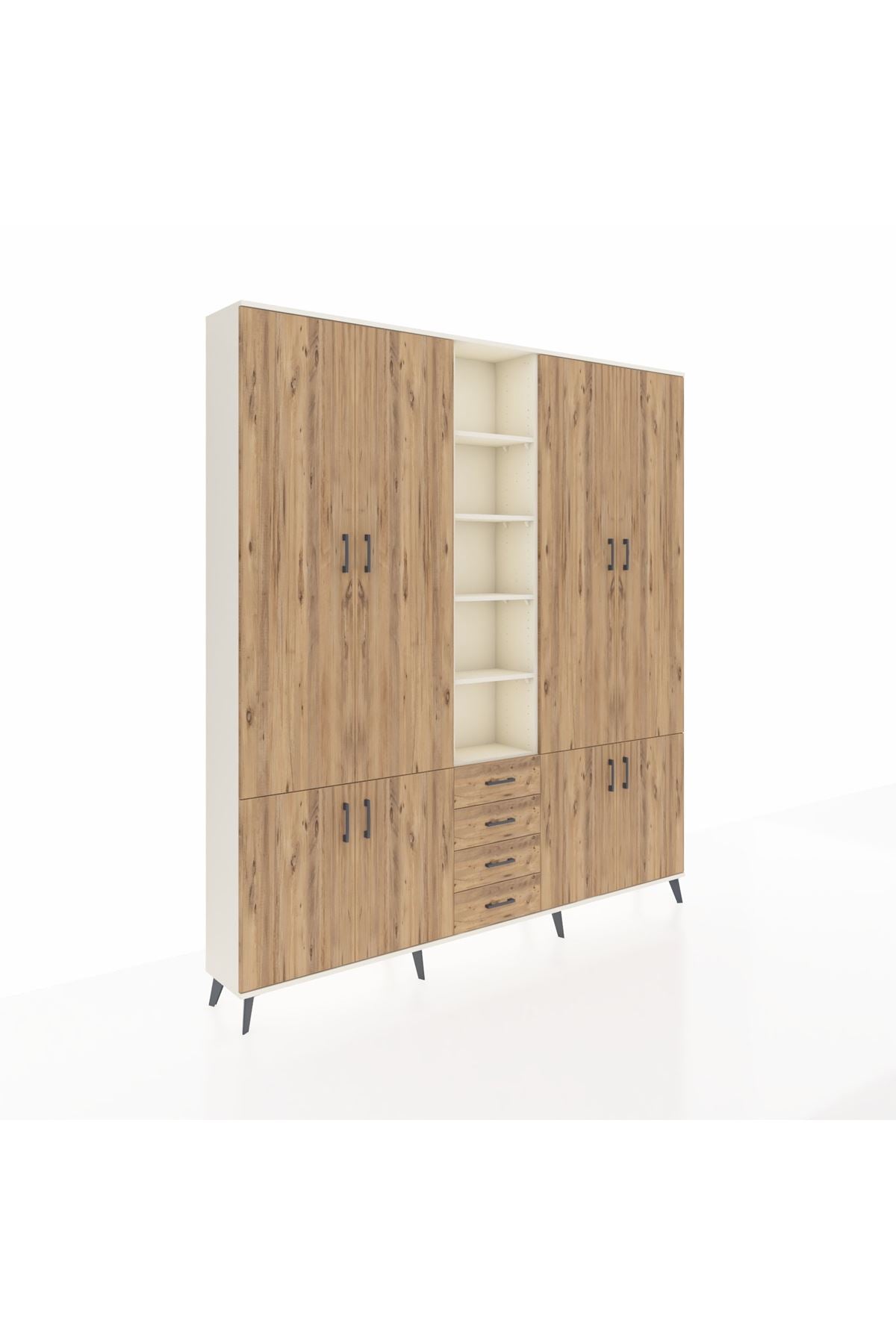 Arges Gardrop 17 Raflı 4 Çekmeceli 8 Kapaklı 220x30x243 Aytaşı-Çam