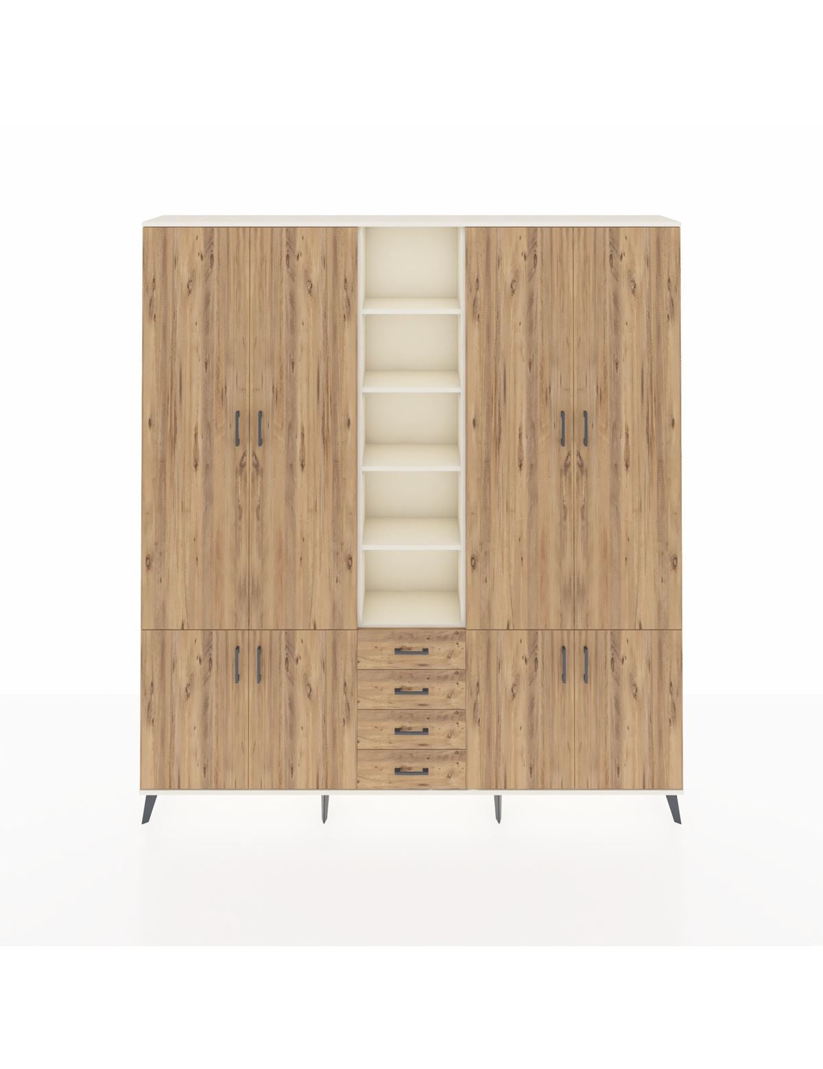 Arges Gardrop 17 Raflı 4 Çekmeceli 8 Kapaklı 220x30x243 Aytaşı-Çam