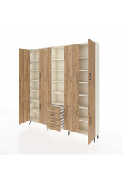 Arges Gardrop 17 Raflı 4 Çekmeceli 8 Kapaklı 220x30x243 Aytaşı-Çam