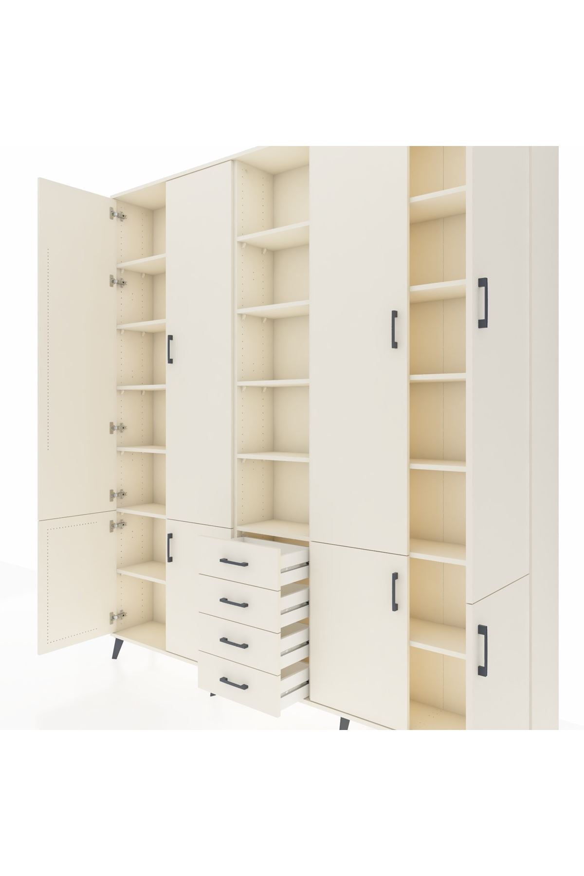 Arges Gardrop 17 Raflı 4 Çekmeceli 8 Kapaklı 220x30x243 Aytaşı-Aytaşı