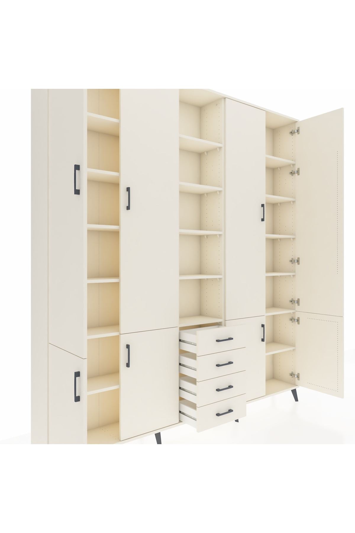 Arges Gardrop 17 Raflı 4 Çekmeceli 8 Kapaklı 220x30x243 Aytaşı-Aytaşı