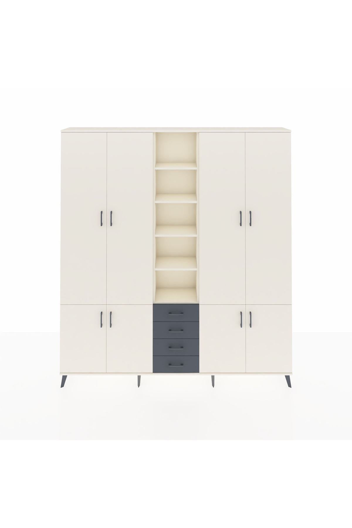 Arges Dolap 17 Raflı 4 Çekmeceli 8 Kapaklı 220x30x243 Aytaşı-Aytaşı/Antrasit