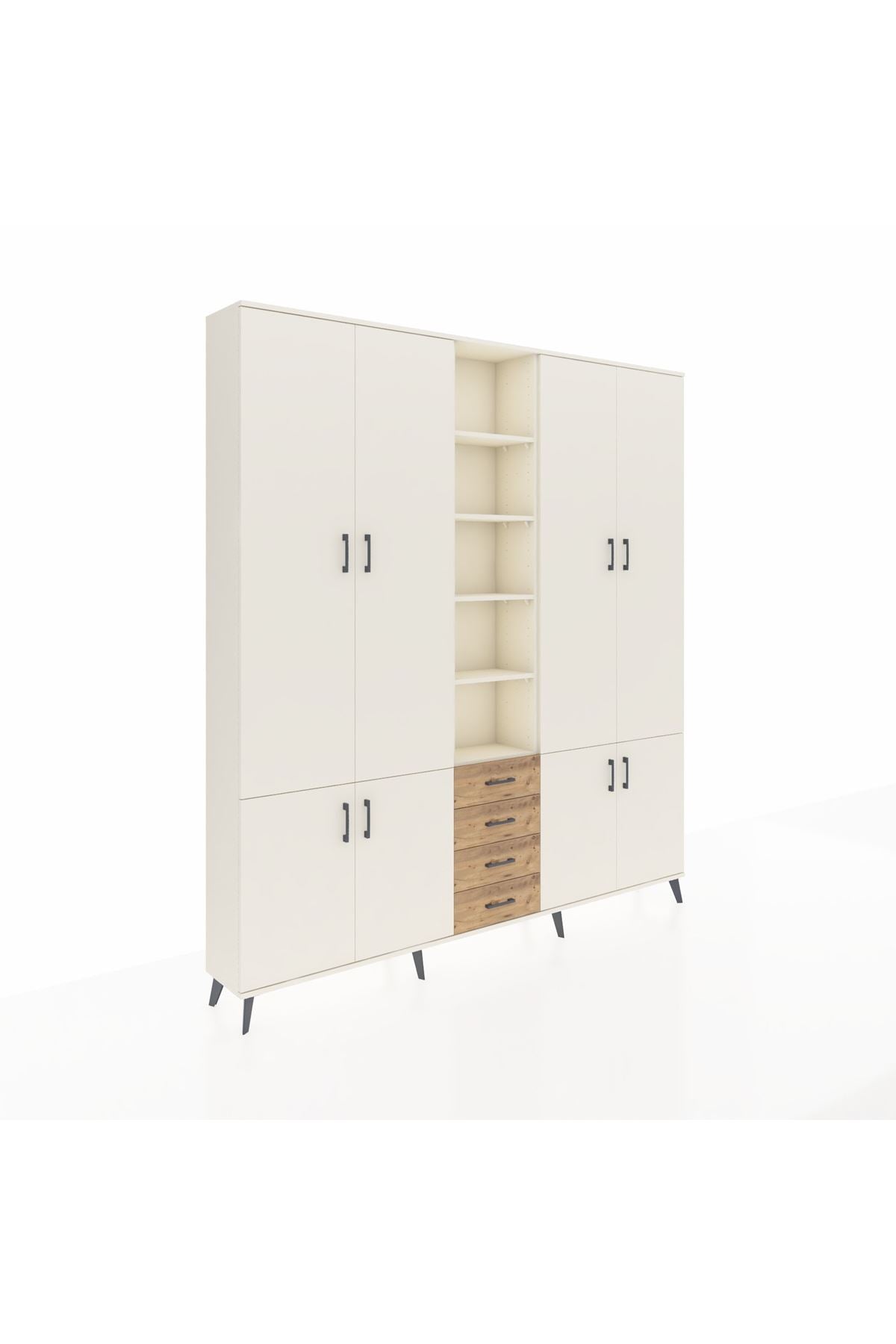 Arges Dolap 17 Raflı 4 Çekmeceli 8 Kapaklı 220x30x243 Aytaşı-Aytaşı/Çam