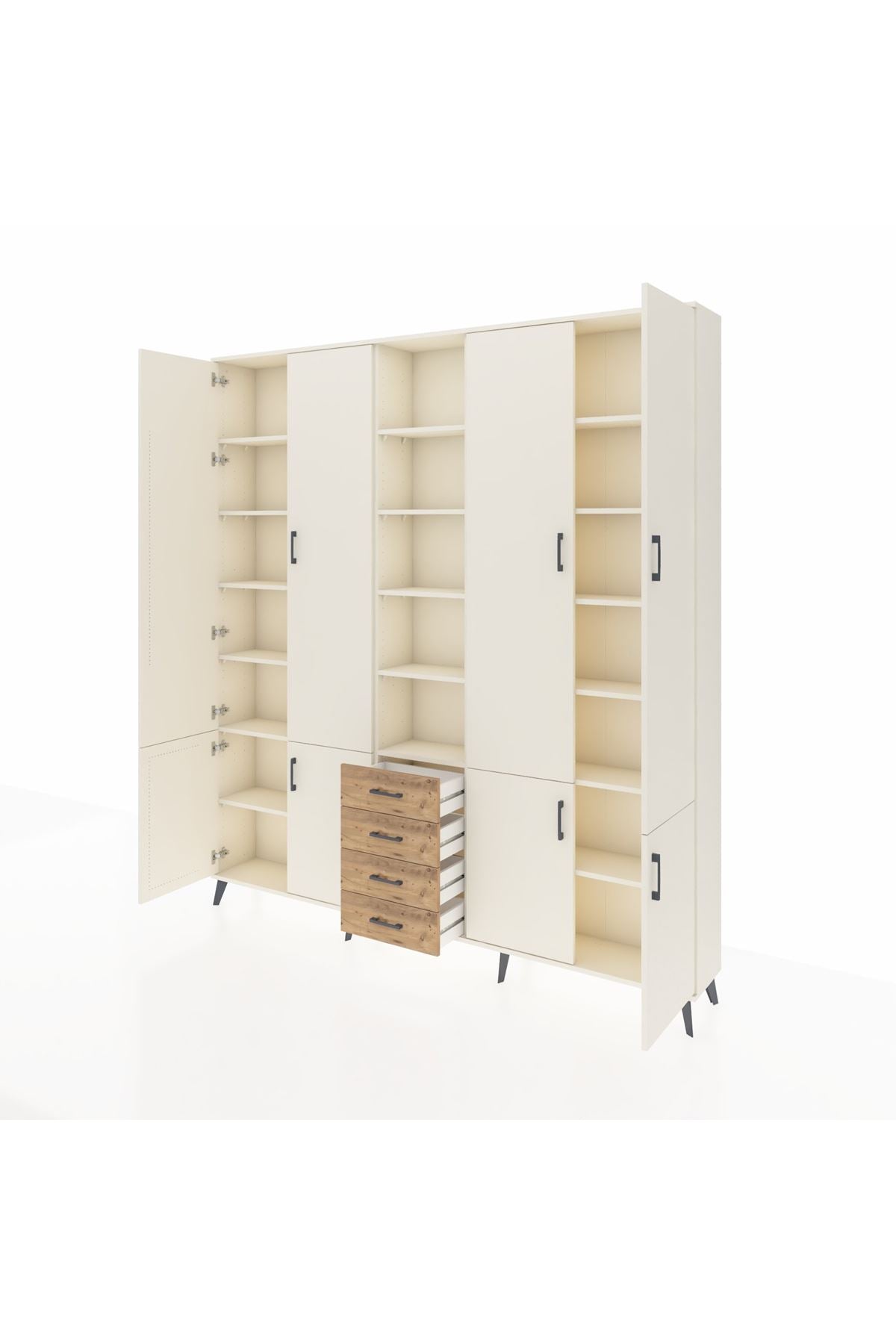 Arges Dolap 17 Raflı 4 Çekmeceli 8 Kapaklı 220x30x243 Aytaşı-Aytaşı/Çam