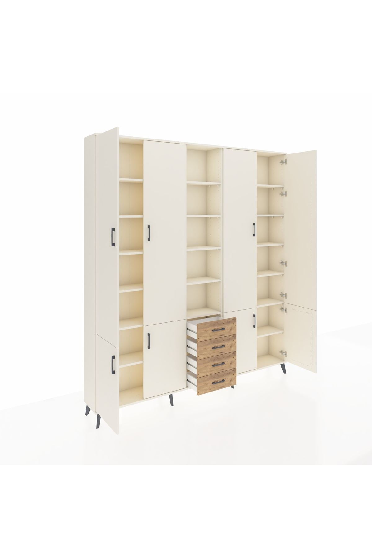 Arges Dolap 17 Raflı 4 Çekmeceli 8 Kapaklı 220x30x243 Aytaşı-Aytaşı/Çam