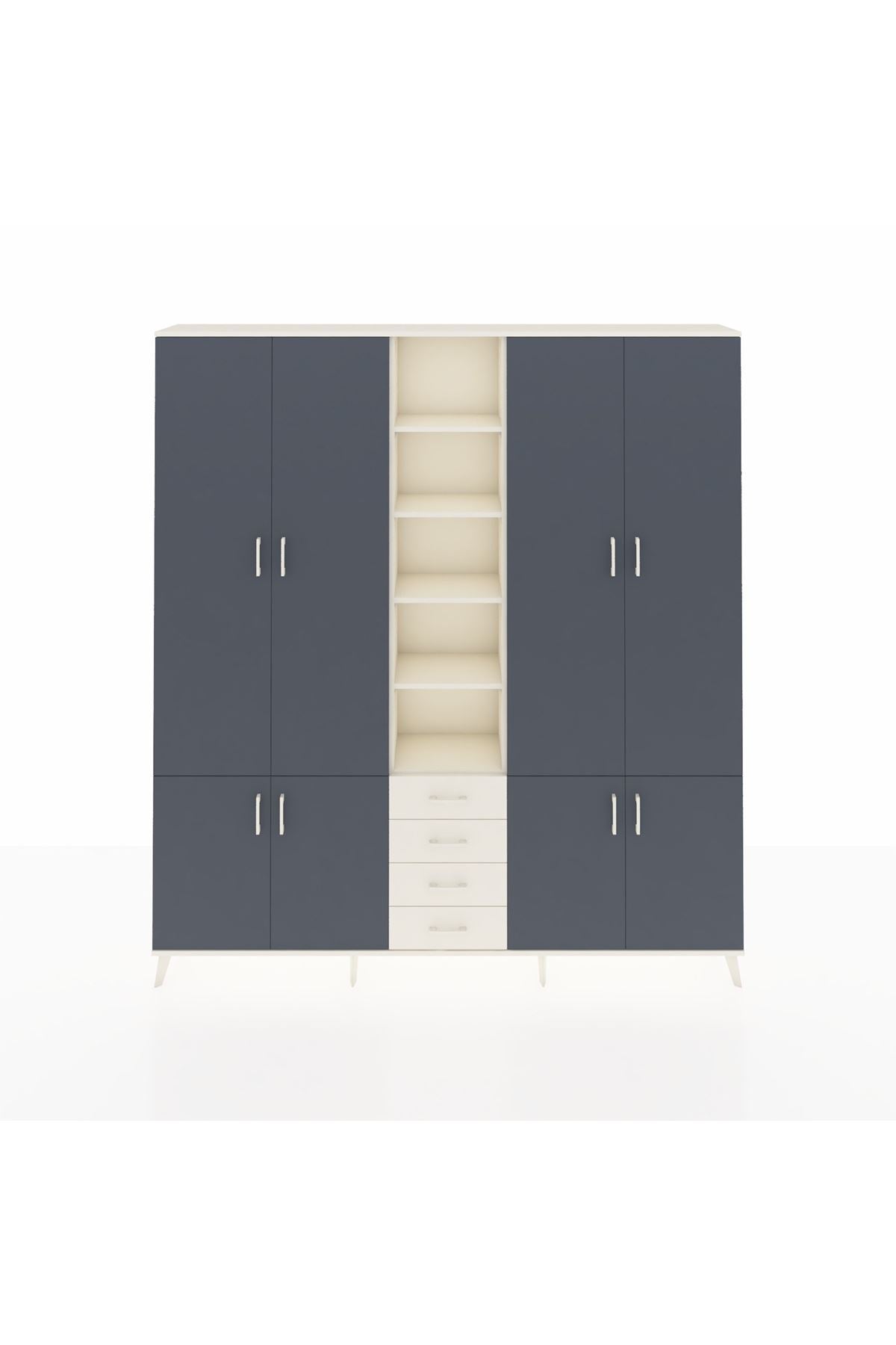 Arges Dolap 17 Raflı 4 Çekmeceli 8 Kapaklı 220x30x243 Aytaşı-Antrasit/Aytaşı