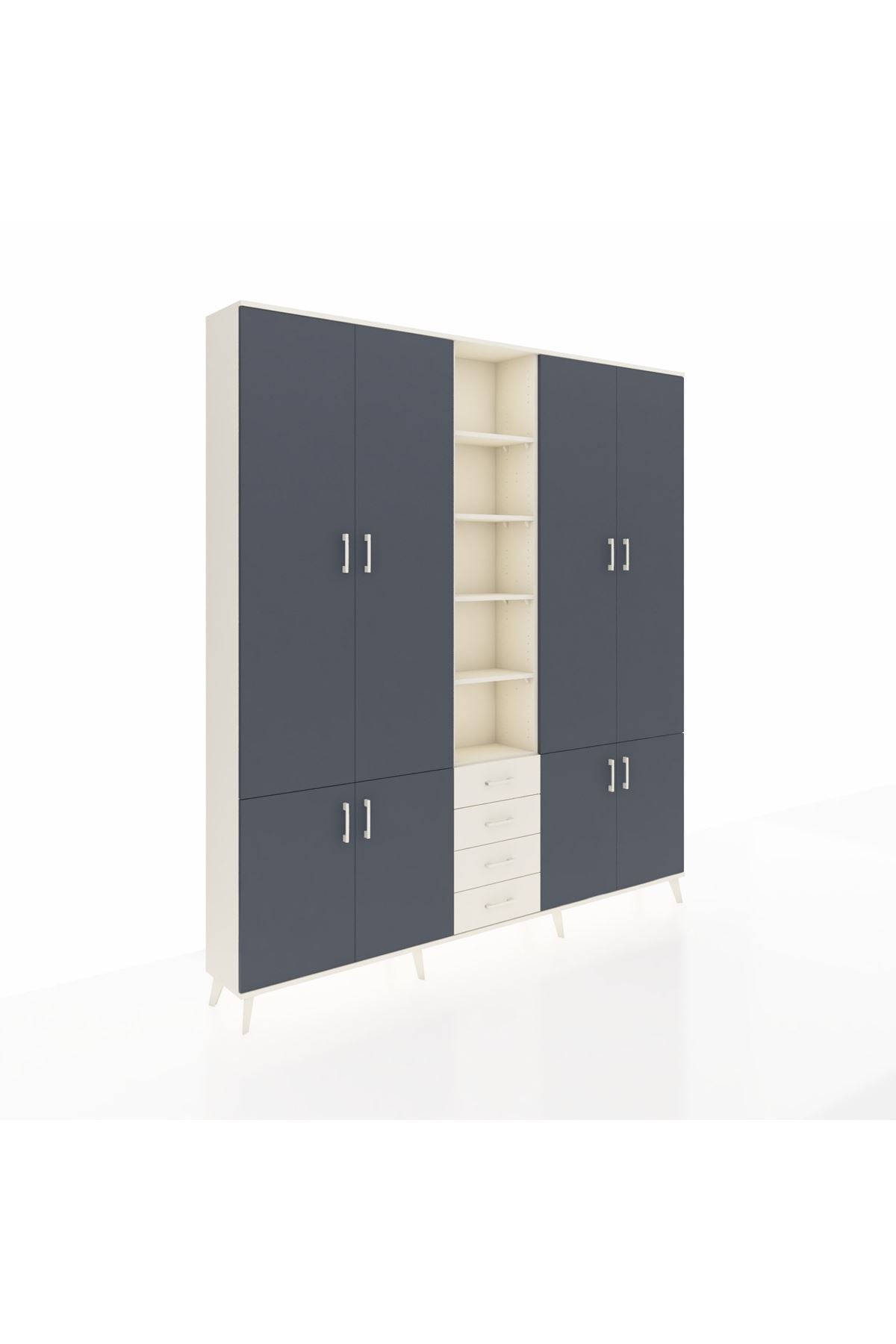 Arges Dolap 17 Raflı 4 Çekmeceli 8 Kapaklı 220x30x243 Aytaşı-Antrasit/Aytaşı