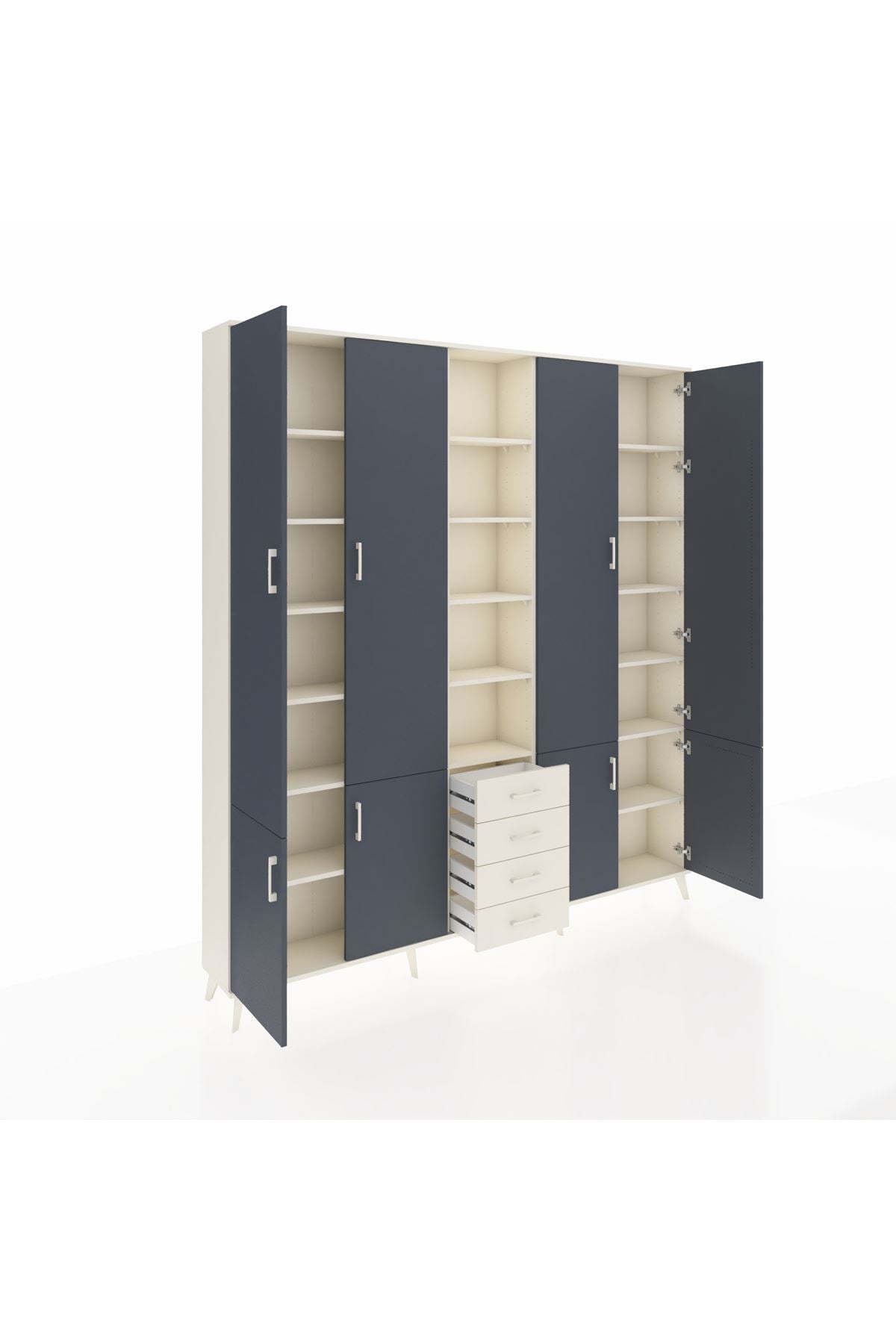 Arges Dolap 17 Raflı 4 Çekmeceli 8 Kapaklı 220x30x243 Aytaşı-Antrasit/Aytaşı