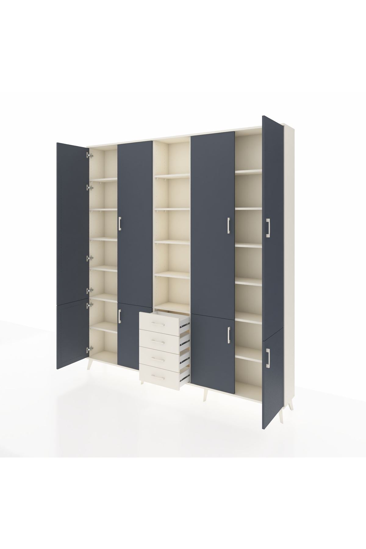 Arges Dolap 17 Raflı 4 Çekmeceli 8 Kapaklı 220x30x243 Aytaşı-Antrasit/Aytaşı