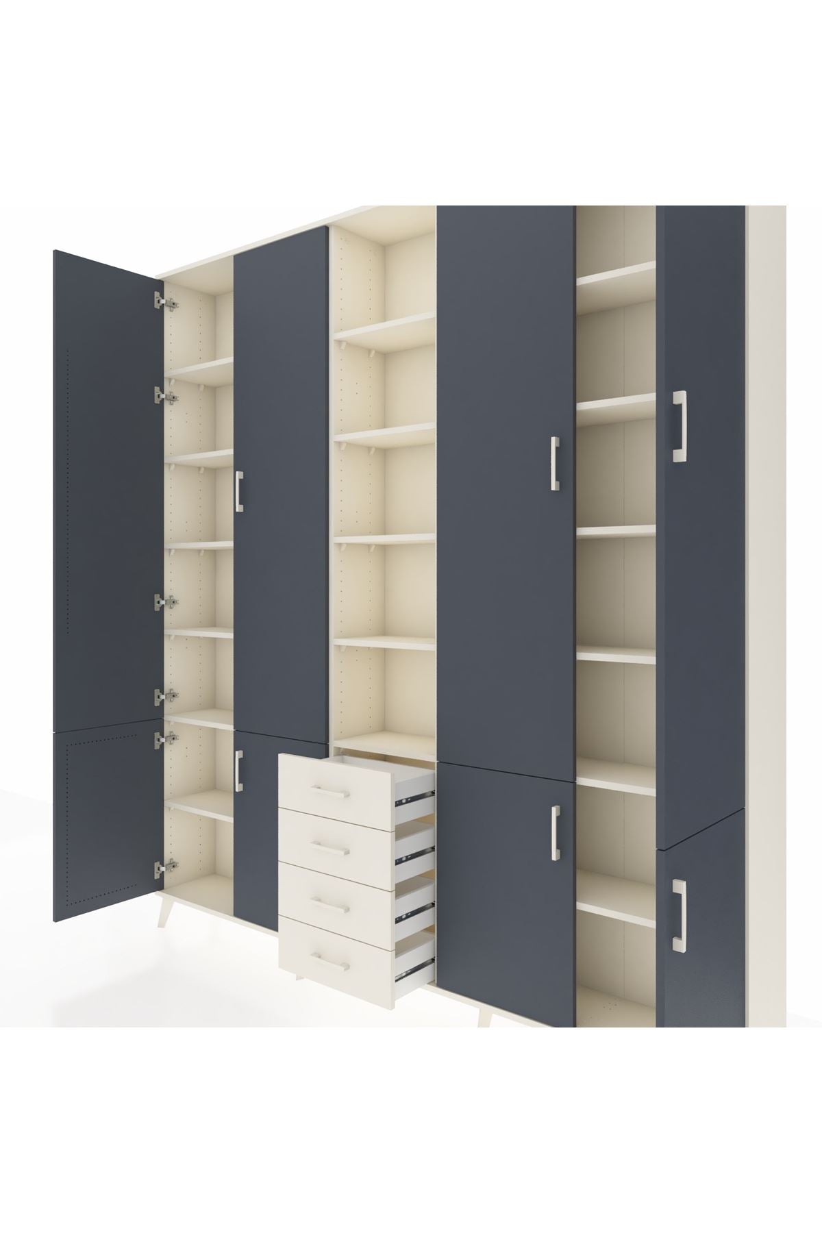 Arges Dolap 17 Raflı 4 Çekmeceli 8 Kapaklı 220x30x243 Aytaşı-Antrasit/Aytaşı