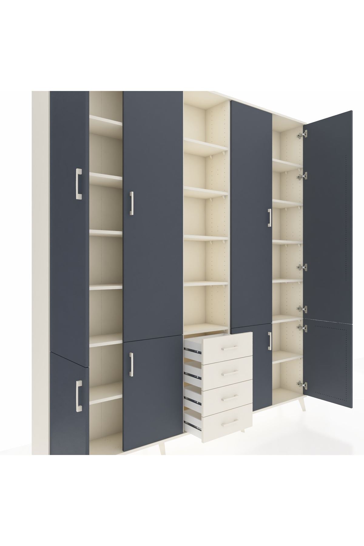 Arges Dolap 17 Raflı 4 Çekmeceli 8 Kapaklı 220x30x243 Aytaşı-Antrasit/Aytaşı