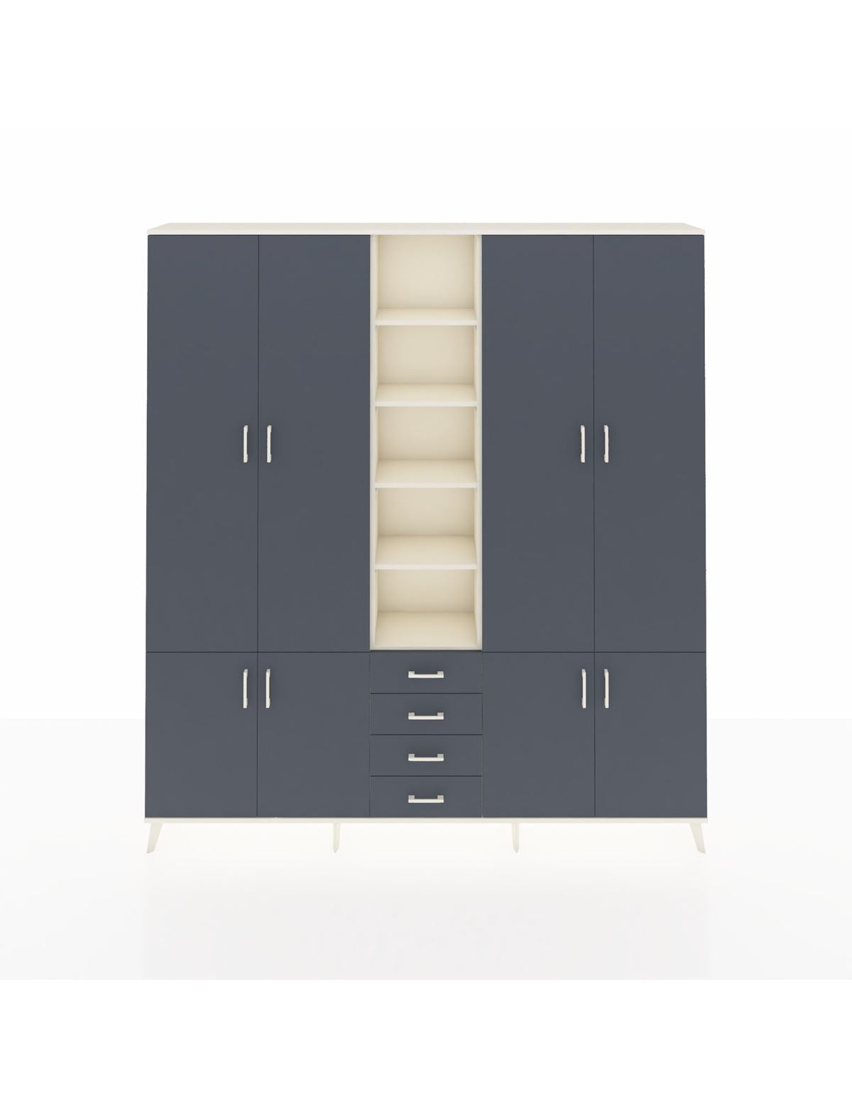 Arges Gardrop 17 Raflı 4 Çekmeceli 8 Kapaklı 220x30x243 Aytaşı-Antrasit