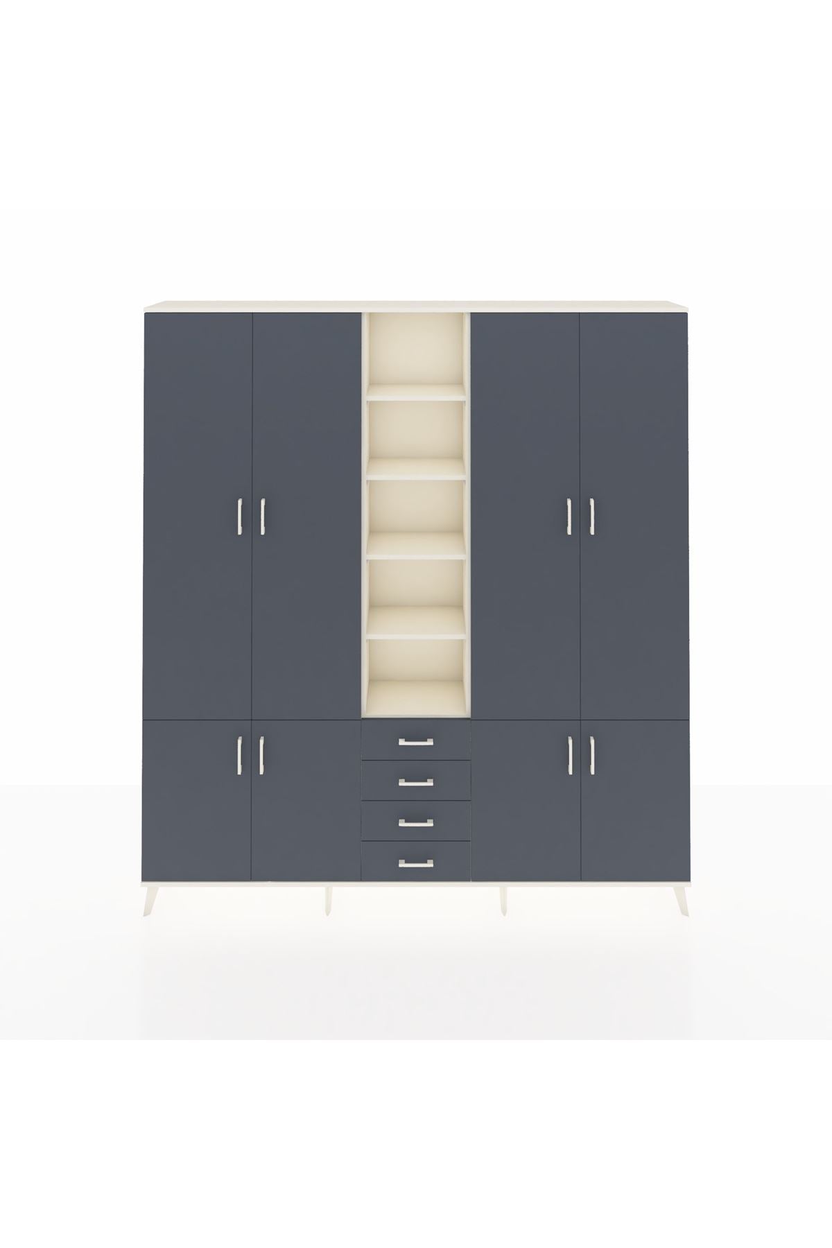 Arges Gardrop 17 Raflı 4 Çekmeceli 8 Kapaklı 220x30x243 Aytaşı-Antrasit