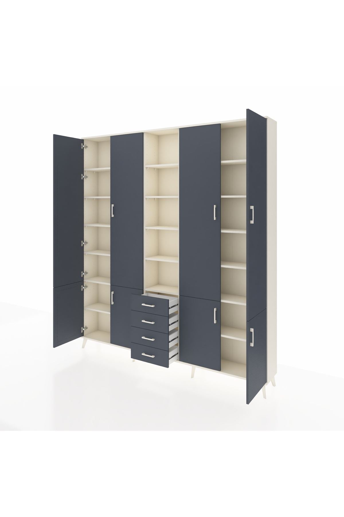 Arges Gardrop 17 Raflı 4 Çekmeceli 8 Kapaklı 220x30x243 Aytaşı-Antrasit