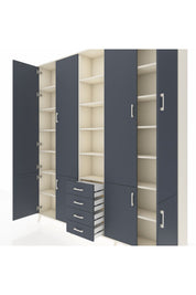 Arges Gardrop 17 Raflı 4 Çekmeceli 8 Kapaklı 220x30x243 Aytaşı-Antrasit