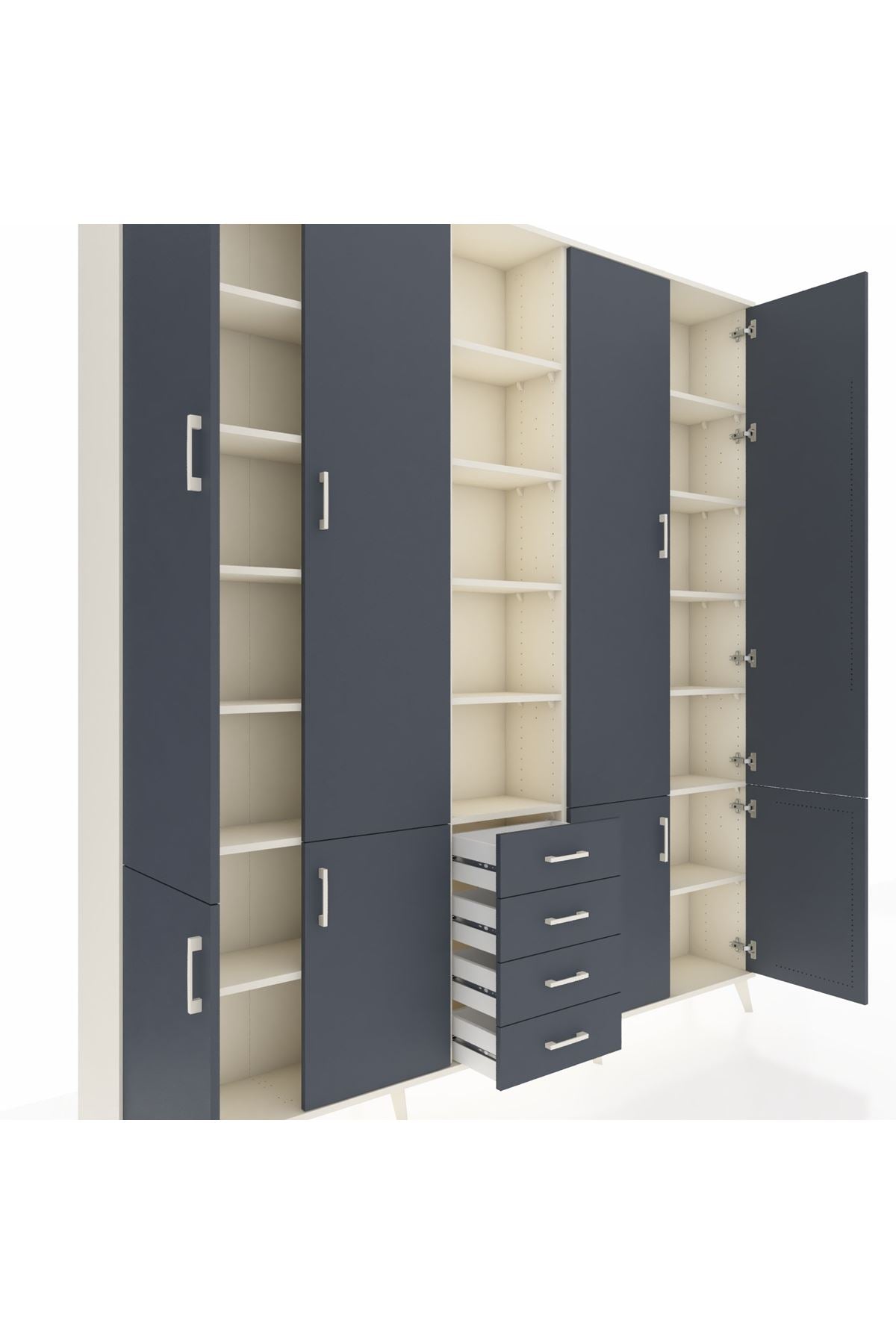 Arges Gardrop 17 Raflı 4 Çekmeceli 8 Kapaklı 220x30x243 Aytaşı-Antrasit