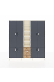 Arges Dolap 17 Raflı 4 Çekmeceli 8 Kapaklı 220x30x243 Aytaşı-Antrasit/Çam