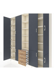 Arges Dolap 17 Raflı 4 Çekmeceli 8 Kapaklı 220x30x243 Aytaşı-Antrasit/Çam