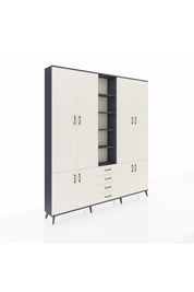 Arges Gardrop 17 Raflı 4 Çekmeceli 8 Kapaklı 220x30x243 Antrasit-Aytaşı