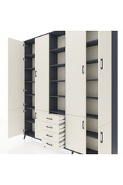 Arges Gardrop 17 Raflı 4 Çekmeceli 8 Kapaklı 220x30x243 Antrasit-Aytaşı