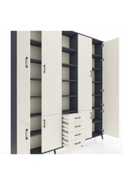 Arges Gardrop 17 Raflı 4 Çekmeceli 8 Kapaklı 220x30x243 Antrasit-Aytaşı