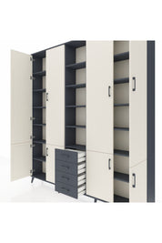 Arges Dolap 17 Raflı 4 Çekmeceli 8 Kapaklı 220x30x243 Antrasit-Aytaşı/Antrasit