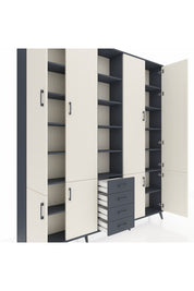 Arges Dolap 17 Raflı 4 Çekmeceli 8 Kapaklı 220x30x243 Antrasit-Aytaşı/Antrasit