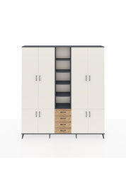 Arges Dolap 17 Raflı 4 Çekmeceli 8 Kapaklı 220x30x243 Antrasit-Aytaşı/Çam