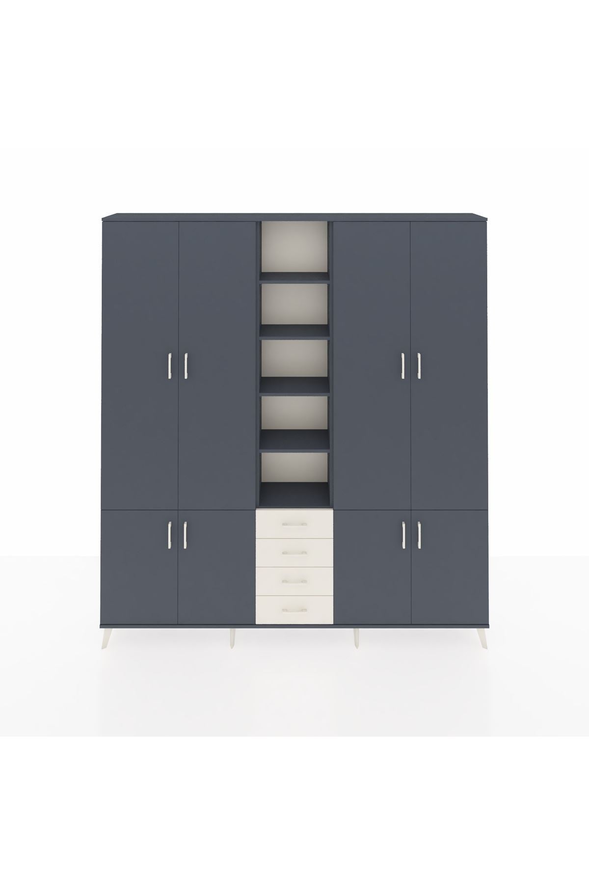 Arges Dolap 17 Raflı 4 Çekmeceli 8 Kapaklı 220x30x243 Antrasit-Antrasit/Aytaşı