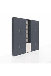 Arges Dolap 17 Raflı 4 Çekmeceli 8 Kapaklı 220x30x243 Antrasit-Antrasit/Aytaşı
