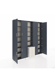 Arges Dolap 17 Raflı 4 Çekmeceli 8 Kapaklı 220x30x243 Antrasit-Antrasit/Aytaşı