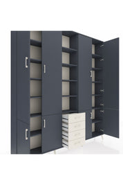 Arges Dolap 17 Raflı 4 Çekmeceli 8 Kapaklı 220x30x243 Antrasit-Antrasit/Aytaşı