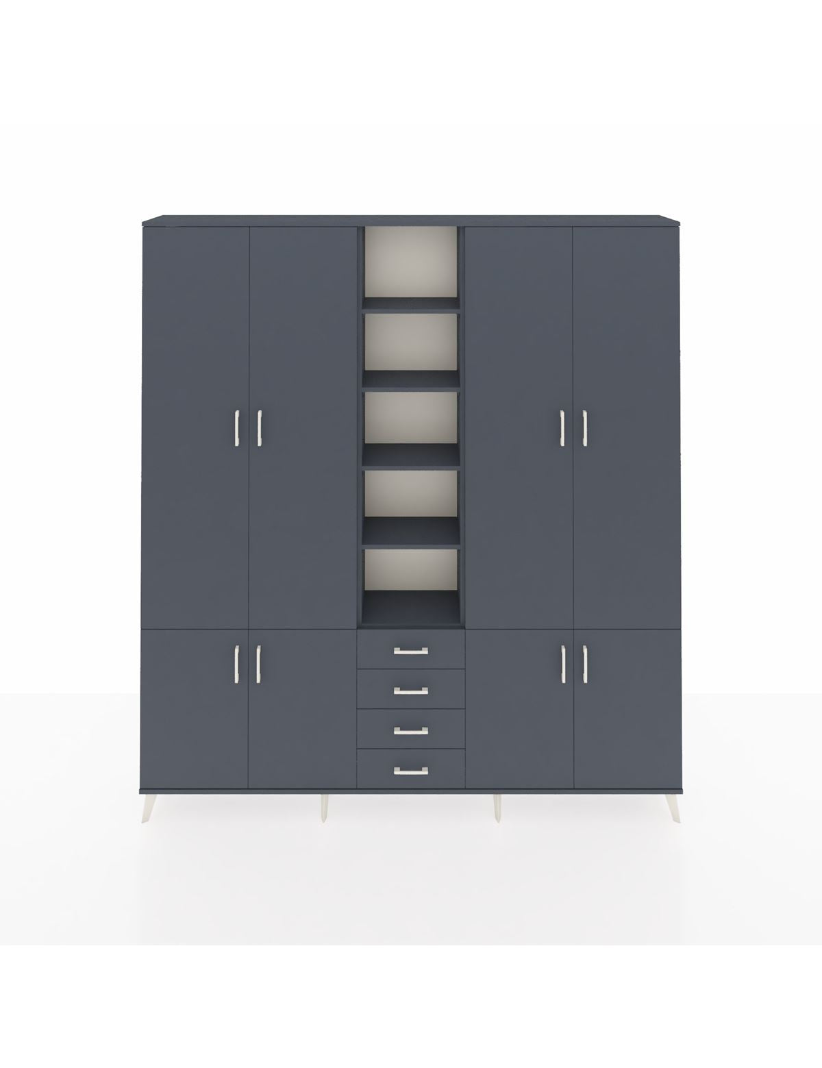 Arges Gardrop 17 Raflı 4 Çekmeceli 8 Kapaklı 220x30x243 Antrasit-Antrasit