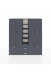 Arges Gardrop 17 Raflı 4 Çekmeceli 8 Kapaklı 220x30x243 Antrasit-Antrasit