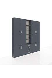 Arges Gardrop 17 Raflı 4 Çekmeceli 8 Kapaklı 220x30x243 Antrasit-Antrasit