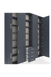 Arges Gardrop 17 Raflı 4 Çekmeceli 8 Kapaklı 220x30x243 Antrasit-Antrasit