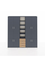 Arges Dolap 17 Raflı 4 Çekmeceli 8 Kapaklı 220x30x243 Antrasit-Antrasit/Çam