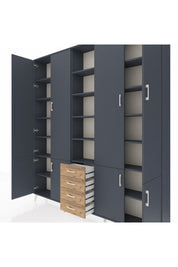 Arges Dolap 17 Raflı 4 Çekmeceli 8 Kapaklı 220x30x243 Antrasit-Antrasit/Çam