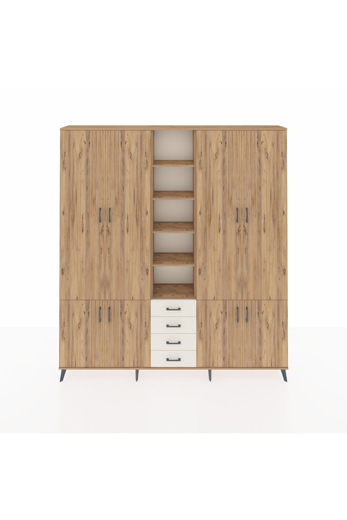 Arges Dolap 17 Raflı 4 Çekmeceli 8 Kapaklı 220x30x243 Çam-Çam/Aytaşı