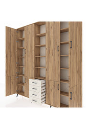 Arges Dolap 17 Raflı 4 Çekmeceli 8 Kapaklı 220x30x243 Çam-Çam/Aytaşı