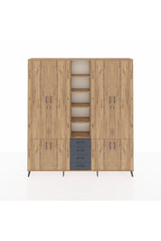 Arges Dolap 17 Raflı 4 Çekmeceli 8 Kapaklı 220x30x243 Çam-Çam/Antrasit