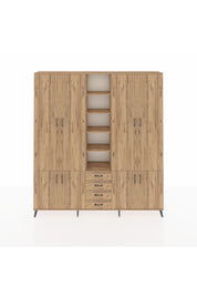 Arges Gardrop 17 Raflı 4 Çekmeceli 8 Kapaklı 220x30x243 Çam-Çam