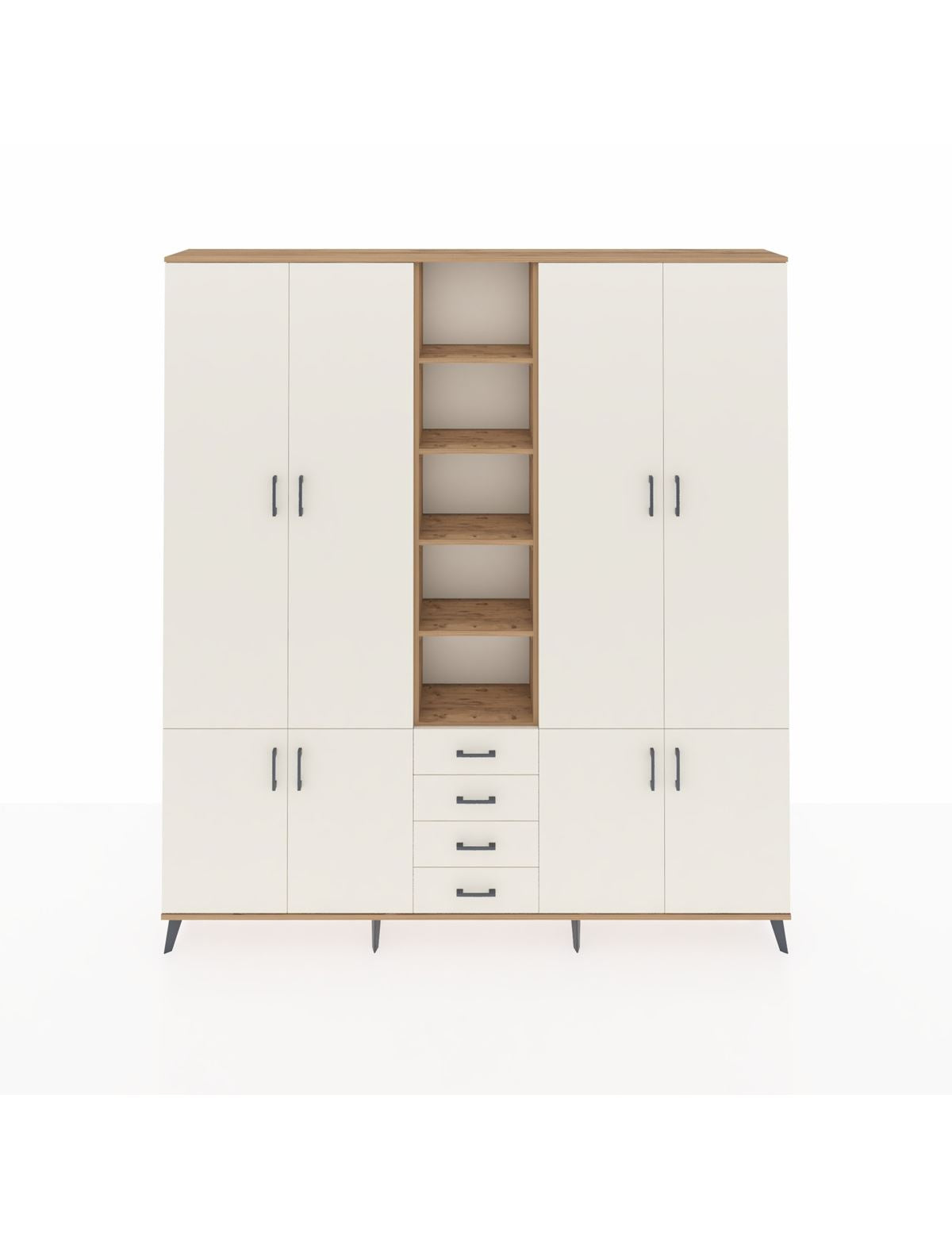 Arges Gardrop 17 Raflı 4 Çekmeceli 8 Kapaklı 220x30x243 Çam-Aytaşı