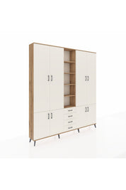 Arges Gardrop 17 Raflı 4 Çekmeceli 8 Kapaklı 220x30x243 Çam-Aytaşı