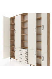 Arges Gardrop 17 Raflı 4 Çekmeceli 8 Kapaklı 220x30x243 Çam-Aytaşı