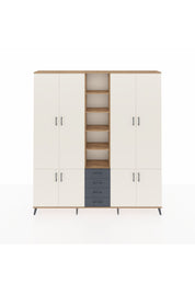 Arges Dolap 17 Raflı 4 Çekmeceli 8 Kapaklı 220x30x243 Çam-Aytaşı/Antrasit