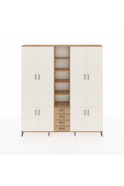 Arges Dolap 17 Raflı 4 Çekmeceli 8 Kapaklı 220x30x243 Çam-Aytaşı/Çam