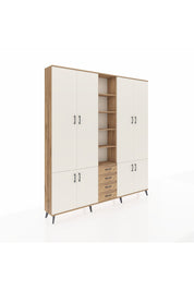 Arges Dolap 17 Raflı 4 Çekmeceli 8 Kapaklı 220x30x243 Çam-Aytaşı/Çam