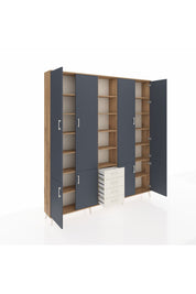 Arges Dolap 17 Raflı 4 Çekmeceli 8 Kapaklı 220x30x243 Çam-Antrasit/Aytaşı